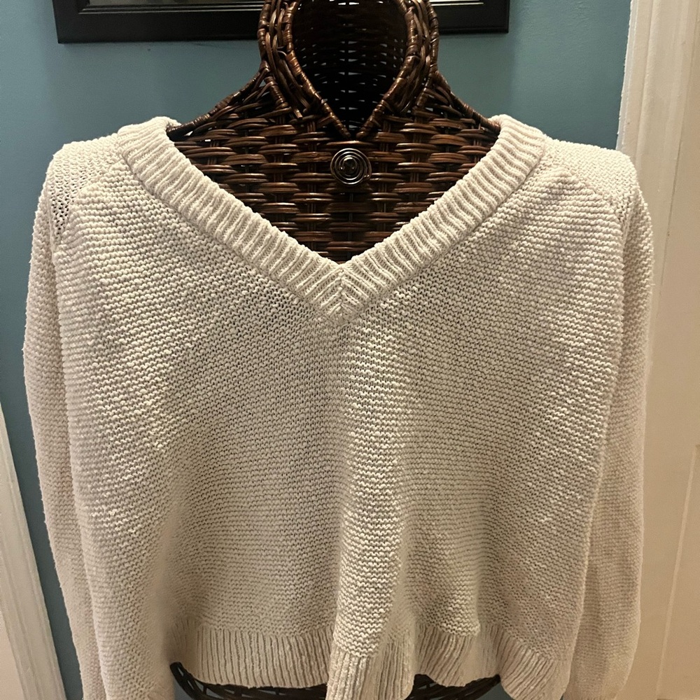 Cozy White V-Neck Sweater